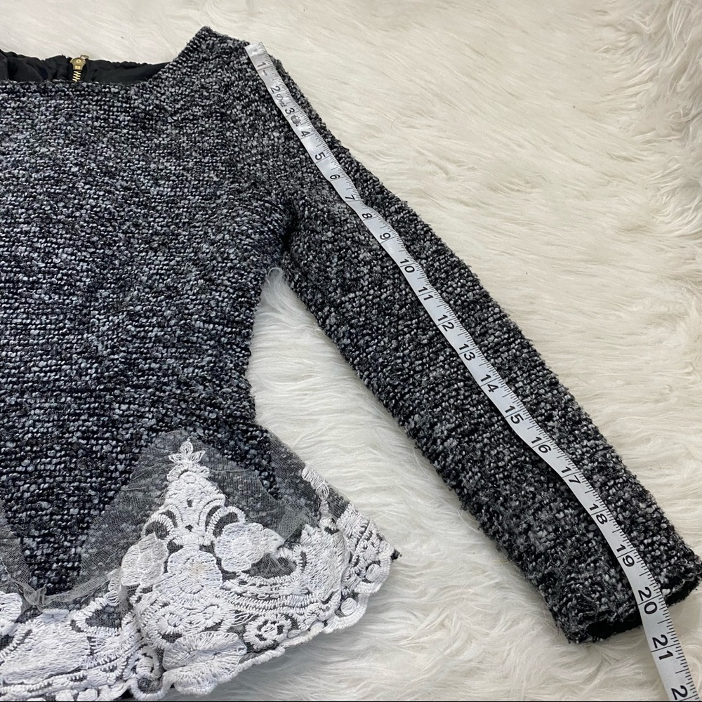 Tweed Peplum Sweater with Lace Trim - Picture 4 of 6
